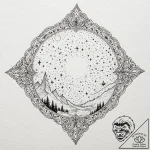 Milky way, ink illustration for tattoo, sepia… – tattoo sketch (№1752334077_0, 12.07.2025 15:27) — tattoovalue.net