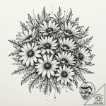 A vibrant bouquet of daisies, simple and chee… – tattoo sketch (№1752334247_0, 12.07.2025 15:30) — tattoovalue.net