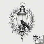Bone lantern carried by raven, tattoo sketch… – tattoo sketch (№1752334502_0, 12.07.2025 15:35) — tattoovalue.net