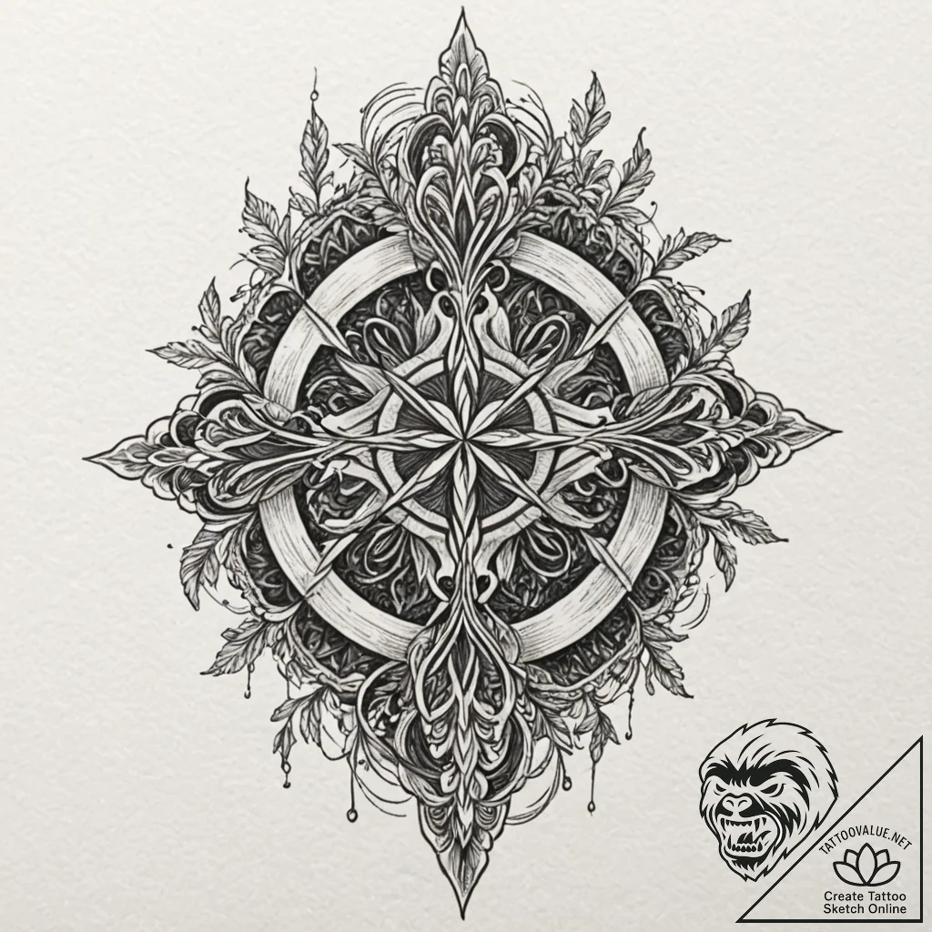 Undying roots binding shattered relic, tattoo... - tattoo sketch (№1752334782_0, 12.07.2025 15:39) — tattoovalue.net