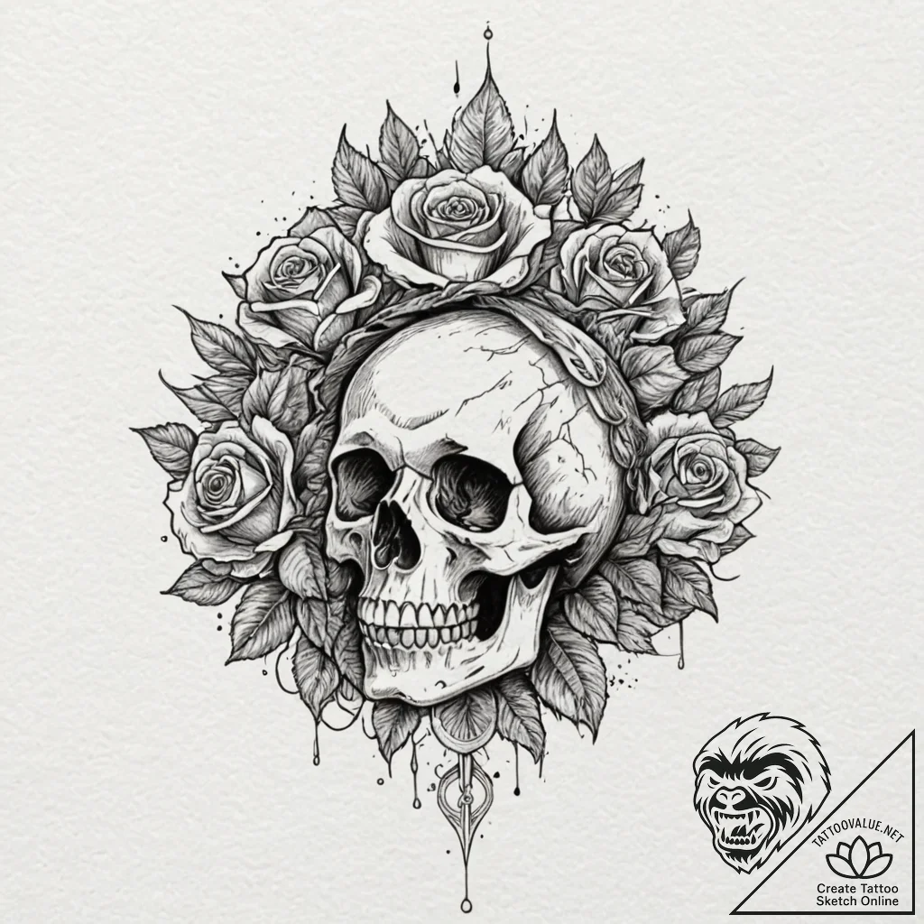 Ashen crown floating in flames, tattoo drawin... - tattoo sketch (№1752335393_0, 12.07.2025 15:49) — tattoovalue.net