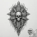 Hallowed blade crowned with bone, tattoo sket… – tattoo sketch (№1752335906_0, 12.07.2025 15:58) — tattoovalue.net