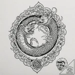 Labyrinth beneath eclipsed stars, tattoo line… – tattoo sketch (№1752336161_0, 12.07.2025 16:02) — tattoovalue.net