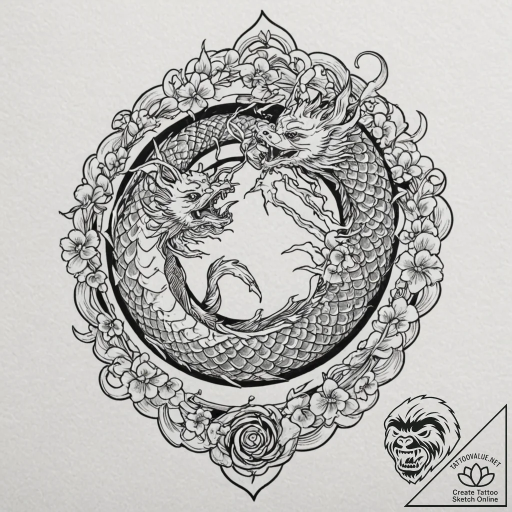 Labyrinth beneath eclipsed stars, tattoo line... - tattoo sketch (№1752336161_0, 12.07.2025 16:02) — tattoovalue.net