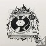 A detailed broken record player, silent,, con… – tattoo sketch (№1752336332_0, 12.07.2025 16:05) — tattoovalue.net