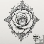 Atomic rose with neon glow, tattoo drawing ou… – tattoo sketch (№1752336589_0, 12.07.2025 16:09) — tattoovalue.net