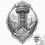 A space elevator, tattoo flash sheet design,… – tattoo sketch (№1752337784_0, 12.07.2025 16:29) — tattoovalue.net