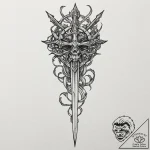 Dagger in skeletal grip, concept art for tatt… – tattoo sketch (№1752337955_0, 12.07.2025 16:32) — tattoovalue.net