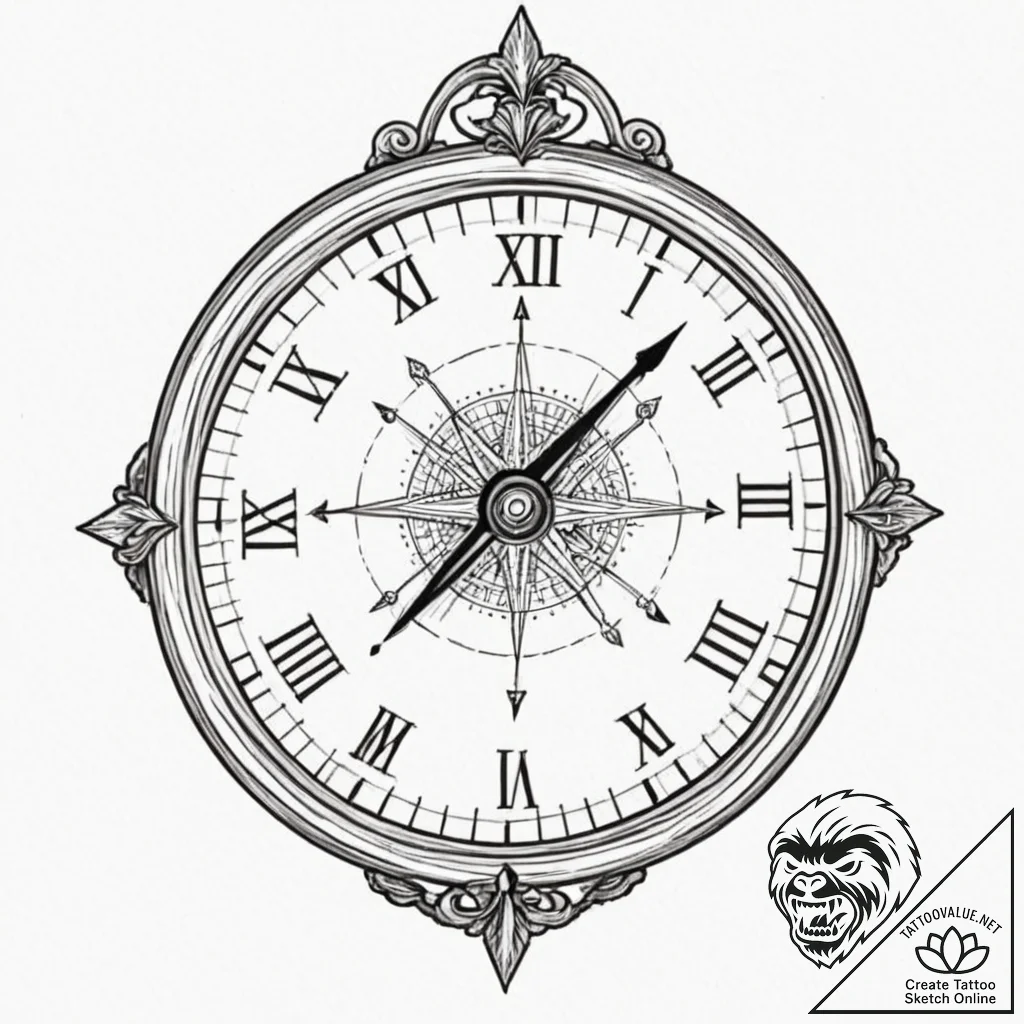 Barometer, indicating "fair weather" ahead, a... - tattoo sketch (№1752338040_0, 12.07.2025 16:34) — tattoovalue.net