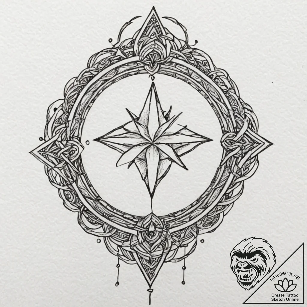 Molten sigil beneath starlight, tattoo drawin... - tattoo sketch (№1752338551_0, 12.07.2025 16:42) — tattoovalue.net