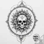 Ramskull crowned with ivy, ink illustration f… – tattoo sketch (№1752338891_0, 12.07.2025 16:48) — tattoovalue.net