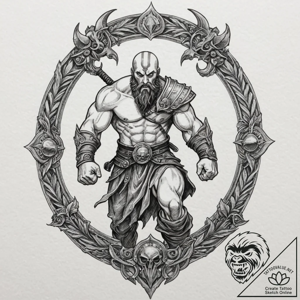 Ghost of sparta, kratos, with his blades of c... - tattoo sketch (№1752338976_0, 12.07.2025 16:49) — tattoovalue.net