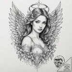 Angel, artistic tattoo sketch, highly detaile… – tattoo sketch (№1752339064_0, 12.07.2025 16:51) — tattoovalue.net