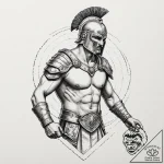 Gladiator, artistic tattoo sketch, muted colo… – tattoo sketch (№1752339318_0, 12.07.2025 16:55) — tattoovalue.net