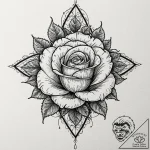 Apocalyptic rose with barbed petals, tattoo l… – tattoo sketch (№1752339404_0, 12.07.2025 16:56) — tattoovalue.net