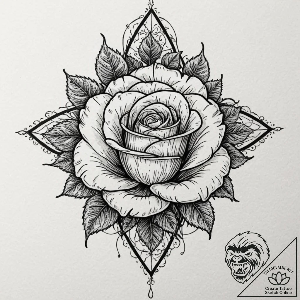 Apocalyptic rose with barbed petals, tattoo l... - tattoo sketch (№1752339404_0, 12.07.2025 16:56) — tattoovalue.net