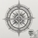 Compass with cardinal directions in runes, ta… – tattoo sketch (№1752340753_0, 12.07.2025 17:19) — tattoovalue.net