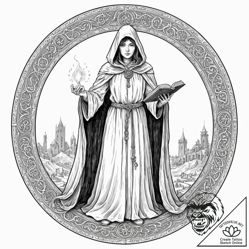 Tattoo sketch, keeper of the lost files, a my... - tattoo sketch (№1752341164_0, 12.07.2025 17:26) — tattoovalue.net