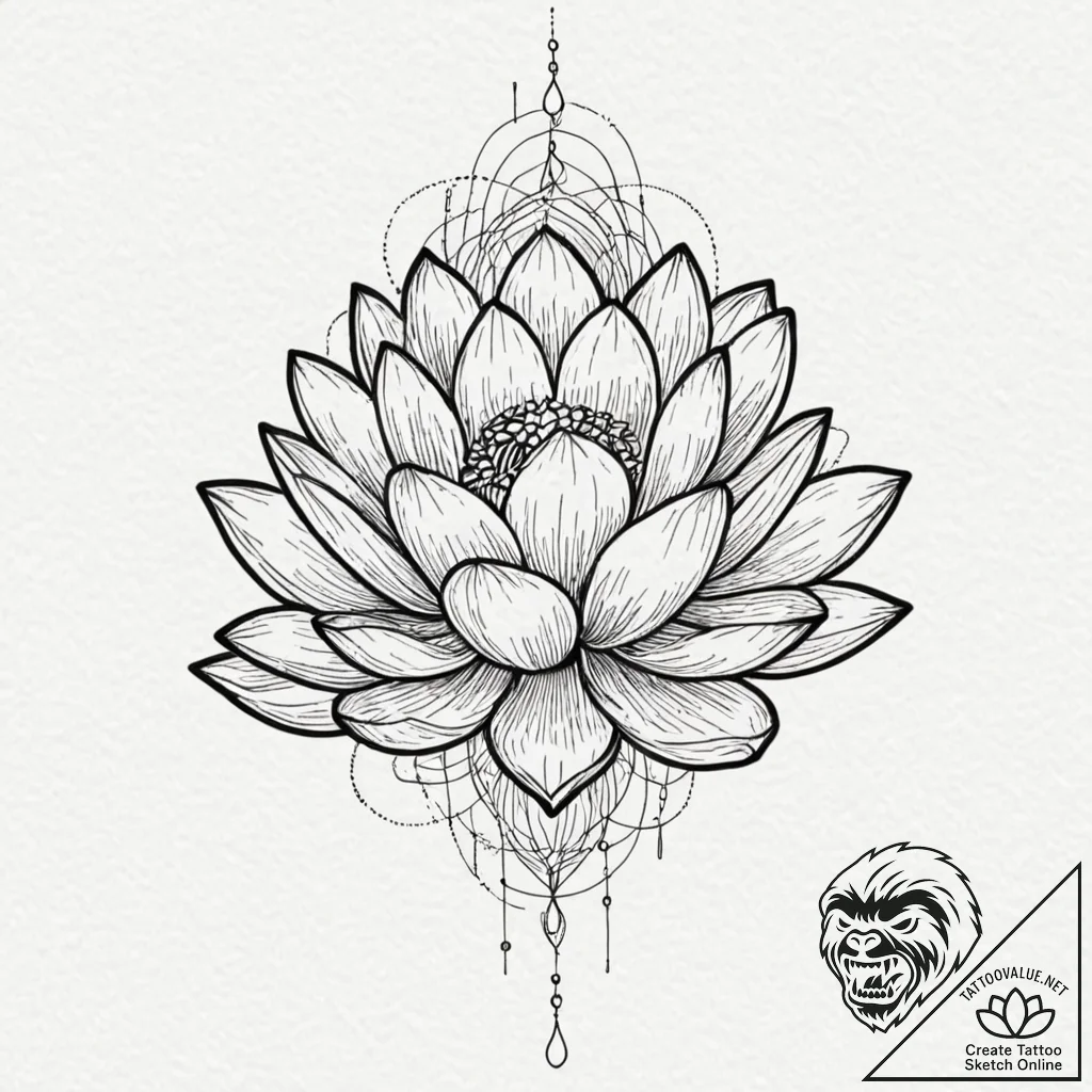 Tattoo sketch, lotus of living data, a beauti... - tattoo sketch (№1752341246_0, 12.07.2025 17:27) — tattoovalue.net