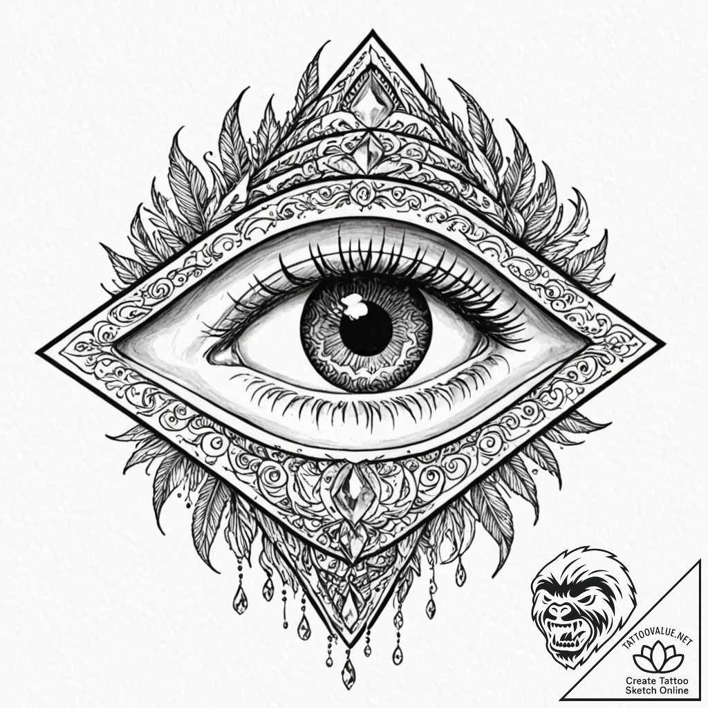 Tattoo sketch, levitation lens, a stylized hu... - tattoo sketch (№1752341585_0, 12.07.2025 17:33) — tattoovalue.net