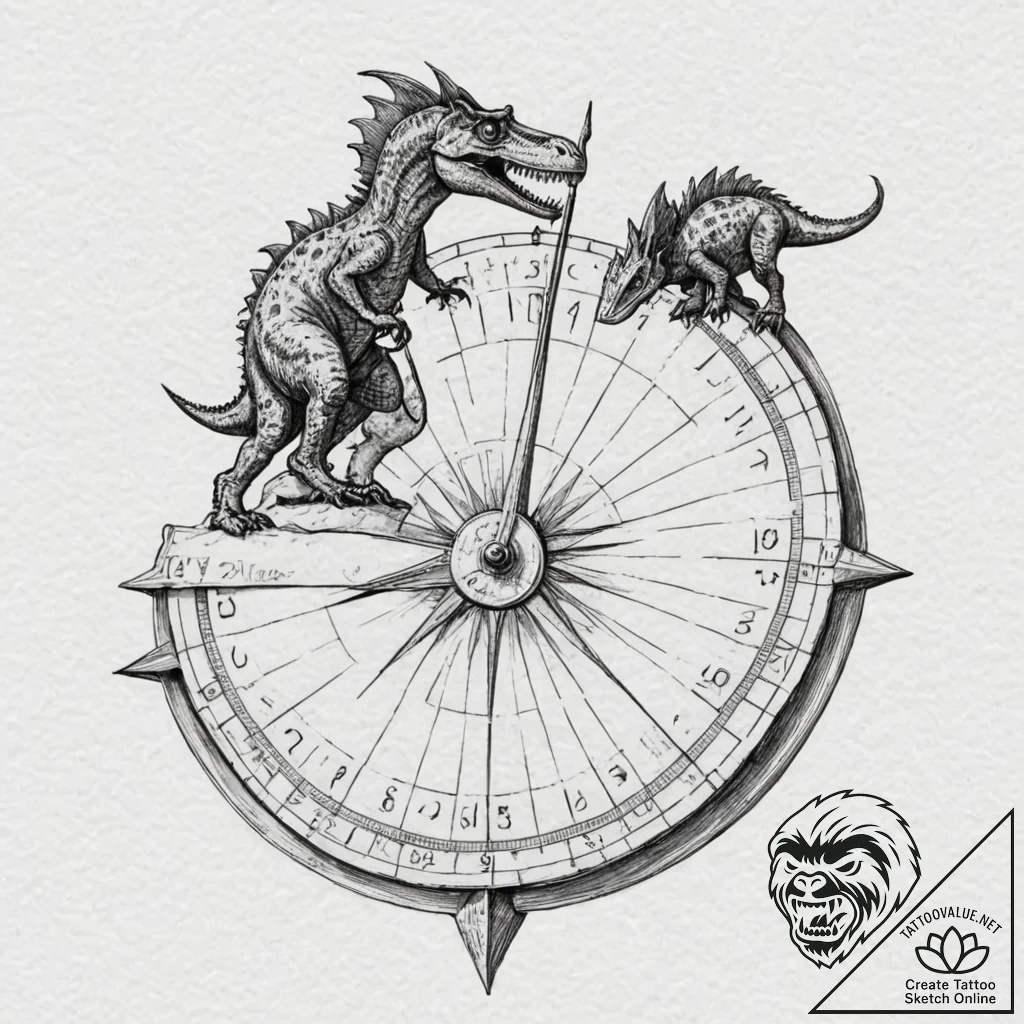 Tattoo sketch, sundial of shifting eras, an a... - tattoo sketch (№1752342508_0, 12.07.2025 17:48) — tattoovalue.net