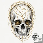 Tattoo sketch, kintsugi skull of resilience,… – tattoo sketch (№1752342925_0, 12.07.2025 17:55) — tattoovalue.net