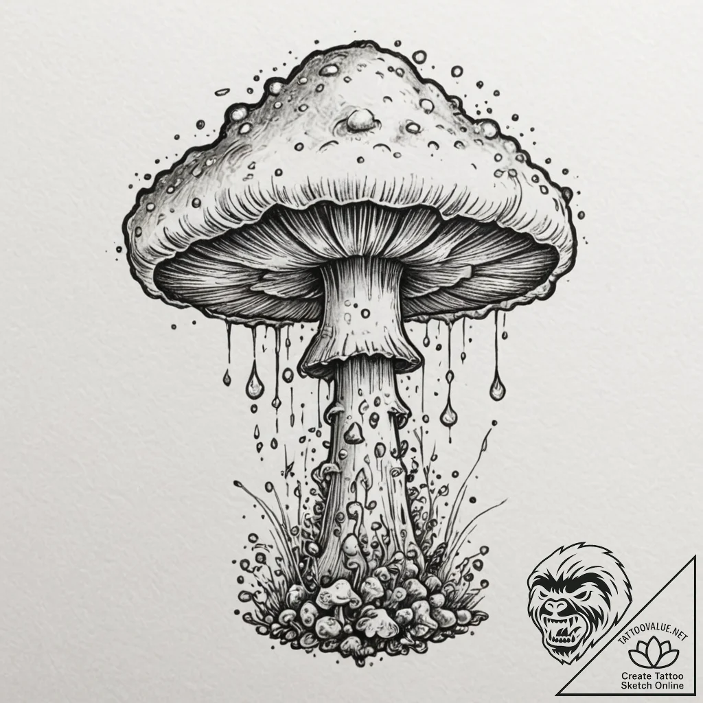 Tattoo sketch, mystical mushroom cloud, a sty... - tattoo sketch (№1752343265_0, 12.07.2025 18:01) — tattoovalue.net