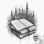 Tattoo sketch, hushed library, digital whispe… – tattoo sketch (№1752343349_0, 12.07.2025 18:02) — tattoovalue.net