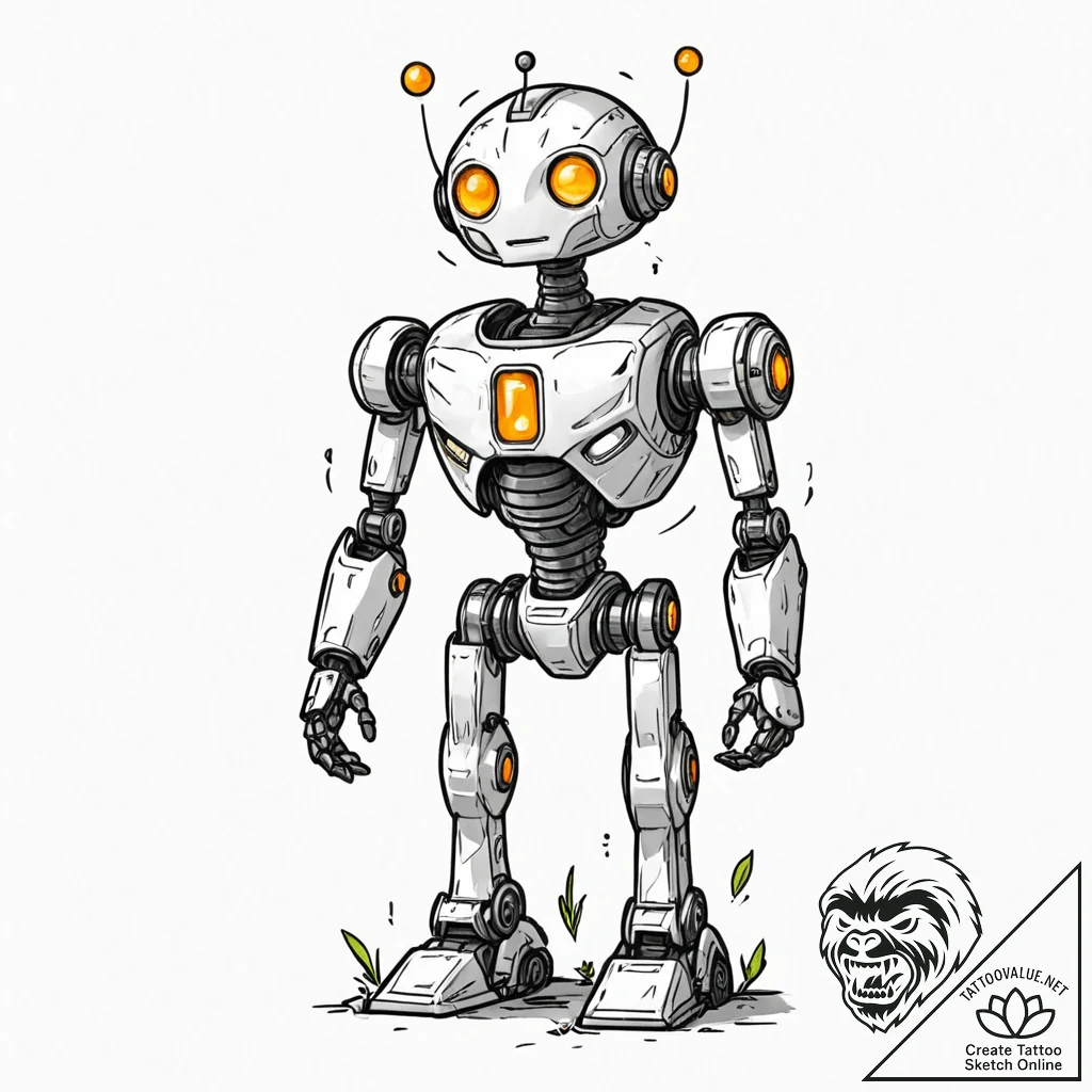 Tattoo sketch, virtuous vanguard robot, a sle... - tattoo sketch (№1752343855_0, 12.07.2025 18:10) — tattoovalue.net