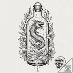Tattoo sketch, xeno-botanist’s vial, a clear… – tattoo sketch (№1752344107_0, 12.07.2025 18:15) — tattoovalue.net