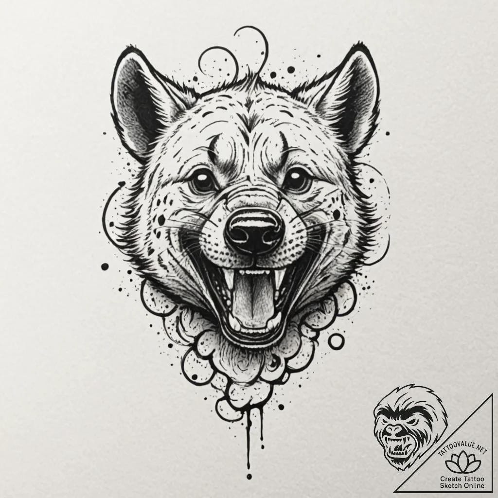 Tattoo sketch, hyena of humor, a stylized hye... - tattoo sketch (№1752344359_0, 12.07.2025 18:19) — tattoovalue.net