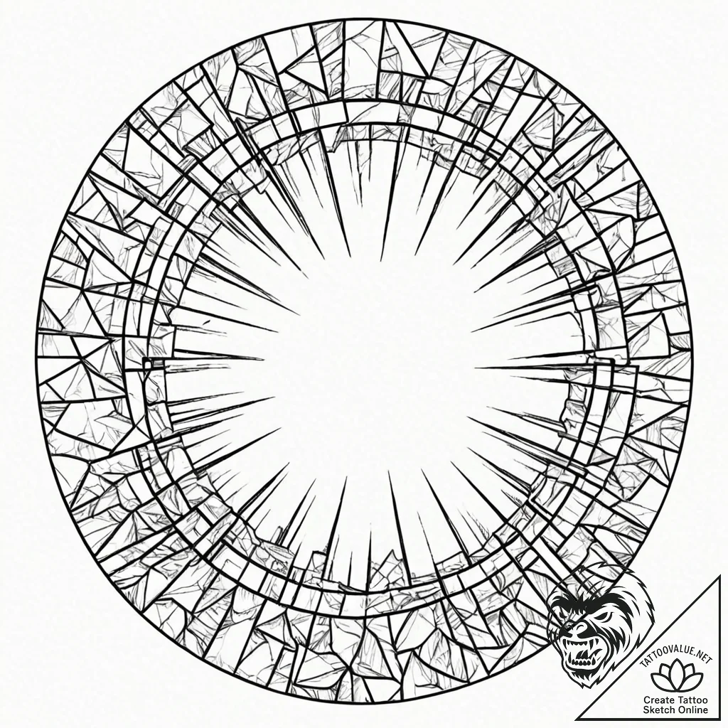 Tattoo sketch, fractured reality mirror, a ci... - tattoo sketch (№1752344777_0, 12.07.2025 18:26) — tattoovalue.net