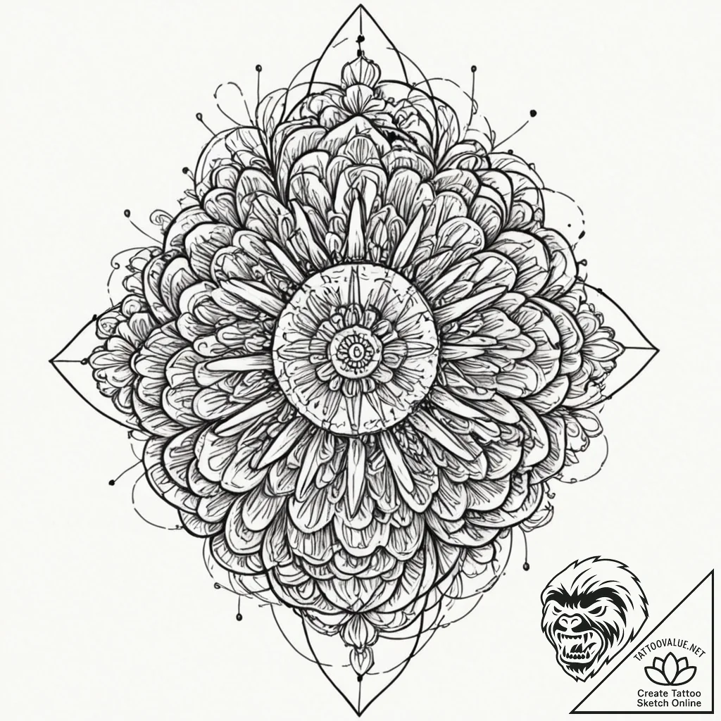 Tattoo sketch, viral bloom, healing code, a c... - tattoo sketch (№1752344945_0, 12.07.2025 18:29) — tattoovalue.net