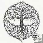 Tattoo sketch, quantum entangled roots, the d… – tattoo sketch (№1752345027_0, 12.07.2025 18:30) — tattoovalue.net