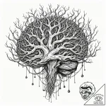 Tattoo sketch, fungal mind network, a detaile… – tattoo sketch (№1752345195_0, 12.07.2025 18:33) — tattoovalue.net