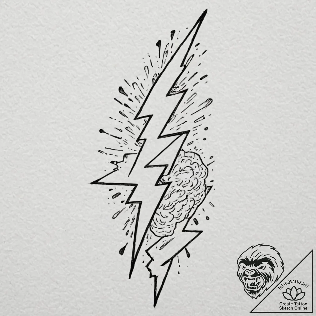 Tattoo sketch, lightning strike of insight, a... - tattoo sketch (№1752346043_0, 12.07.2025 18:47) — tattoovalue.net