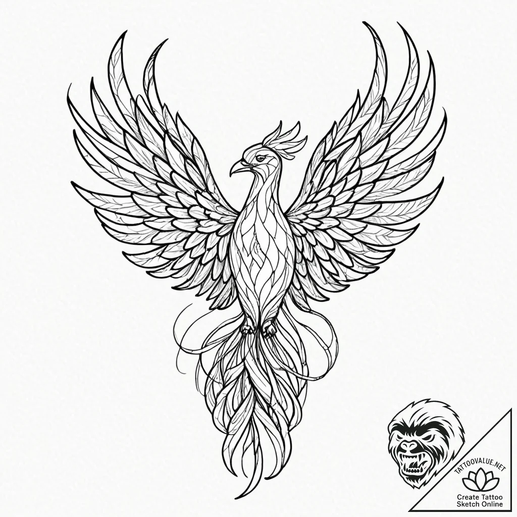 Tattoo sketch, stained glass phoenix, light o... - tattoo sketch (№1752346297_0, 12.07.2025 18:51) — tattoovalue.net