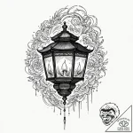 Tattoo sketch, yōkai’s lantern, glitching lig… – tattoo sketch (№1752346549_0, 12.07.2025 18:55) — tattoovalue.net