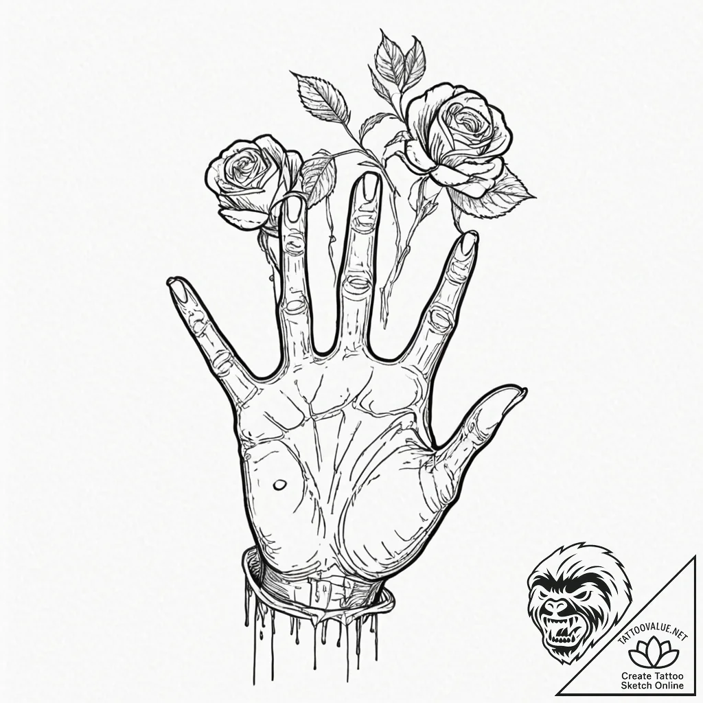 Tattoo sketch, phantom programmer's hand, a t... - tattoo sketch (№1752346719_0, 12.07.2025 18:58) — tattoovalue.net