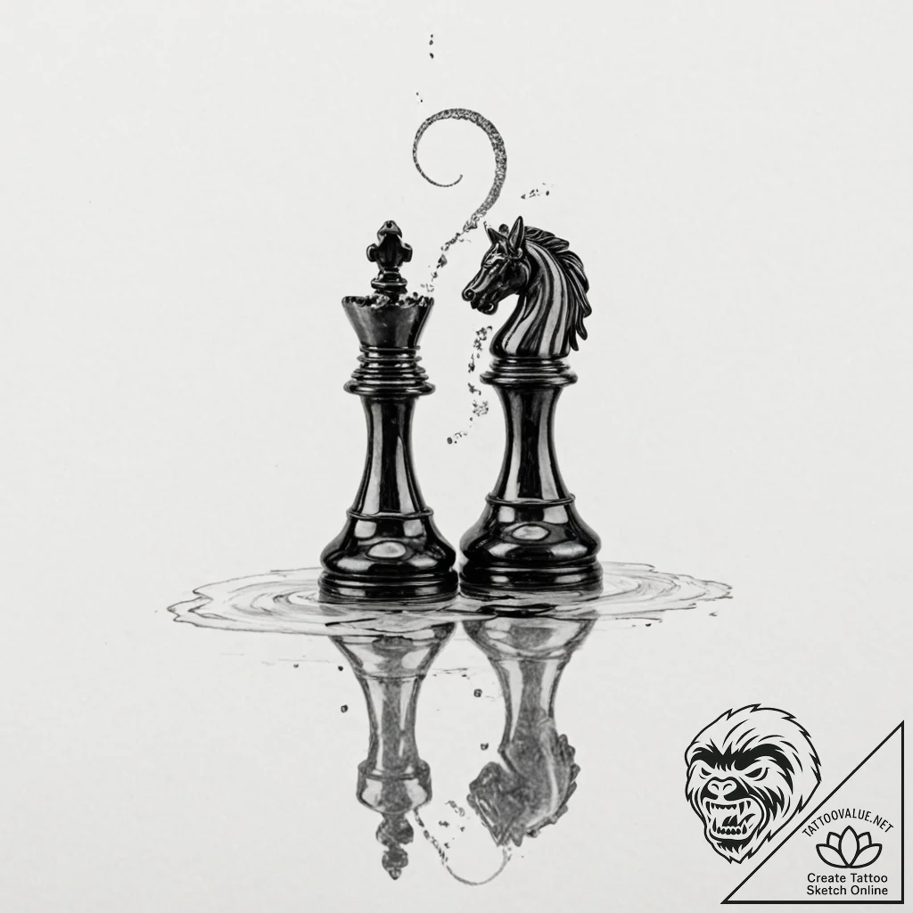 Tattoo sketch, obsidian chess piece, reflecte... - tattoo sketch (№1752346803_0, 12.07.2025 19:00) — tattoovalue.net