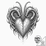 Tattoo sketch, xenomorphic heart, bio-digital… – tattoo sketch (№1752347053_0, 12.07.2025 19:04) — tattoovalue.net