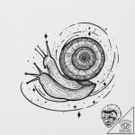 Tattoo sketch, celestial snail: a tiny snail… – tattoo sketch (№1752347135_0, 12.07.2025 19:05) — tattoovalue.net