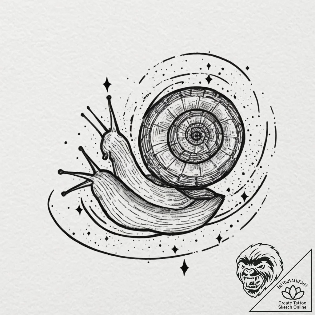 Tattoo sketch, celestial snail: a tiny snail... - tattoo sketch (№1752347135_0, 12.07.2025 19:05) — tattoovalue.net