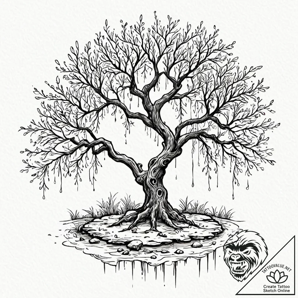 Tattoo sketch, whispering willow of wi-fi, an... - tattoo sketch (№1752347984_0, 12.07.2025 19:19) — tattoovalue.net