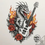 Tattoo sketch, bass guitar morphing into a ro… – tattoo sketch (№1752348492_0, 12.07.2025 19:28) — tattoovalue.net