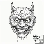 Tattoo sketch, yokai mask, ai glitch, a tradi… – tattoo sketch (№1752348661_0, 12.07.2025 19:31) — tattoovalue.net