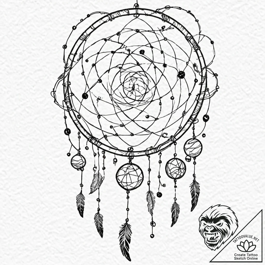 Tattoo sketch, planetary dreamcatcher, a larg... - tattoo sketch (№1752348914_0, 12.07.2025 19:35) — tattoovalue.net