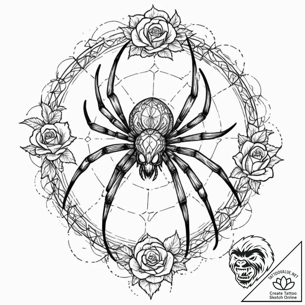 Tattoo sketch, arachnid (spider) with intrica... - tattoo sketch (№1752349002_0, 12.07.2025 19:36) — tattoovalue.net