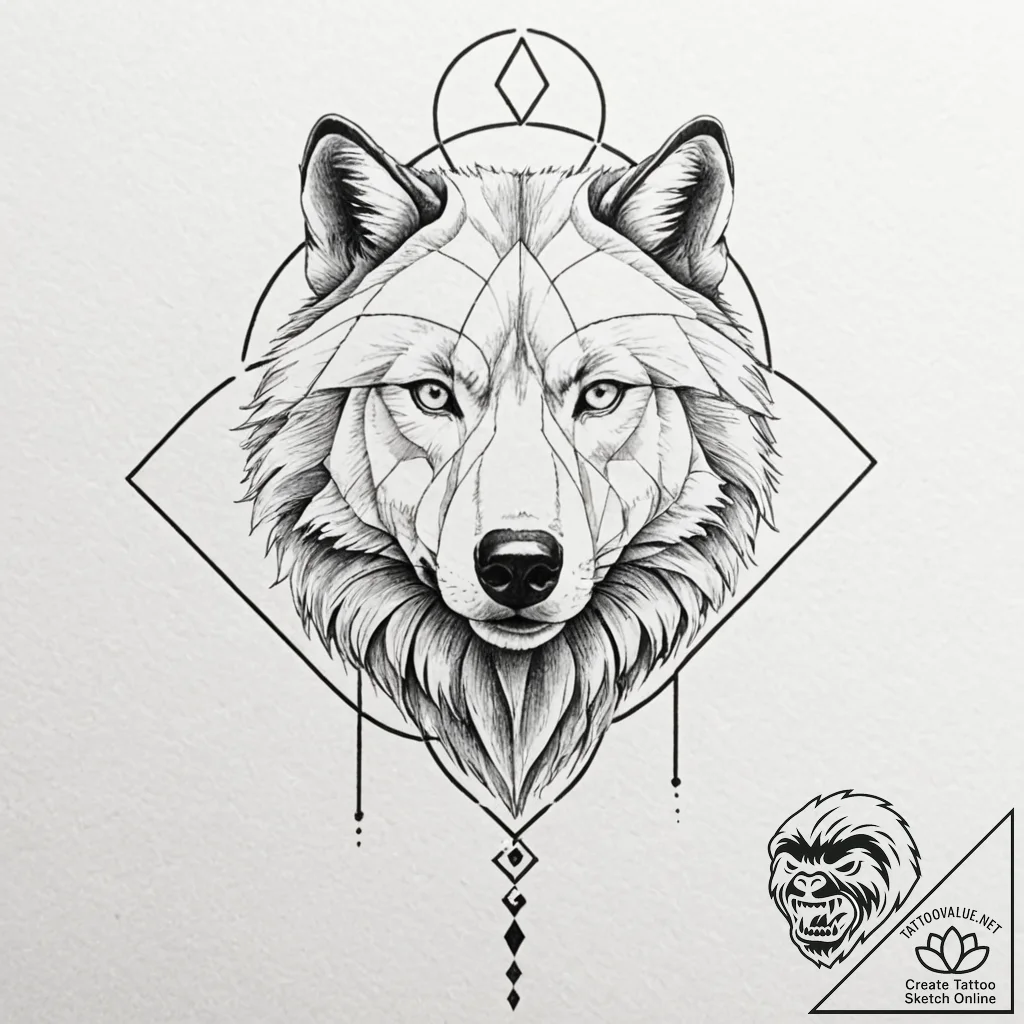Tattoo sketch, geometric animal spirit, a pow... - tattoo sketch (№1752349341_0, 12.07.2025 19:42) — tattoovalue.net