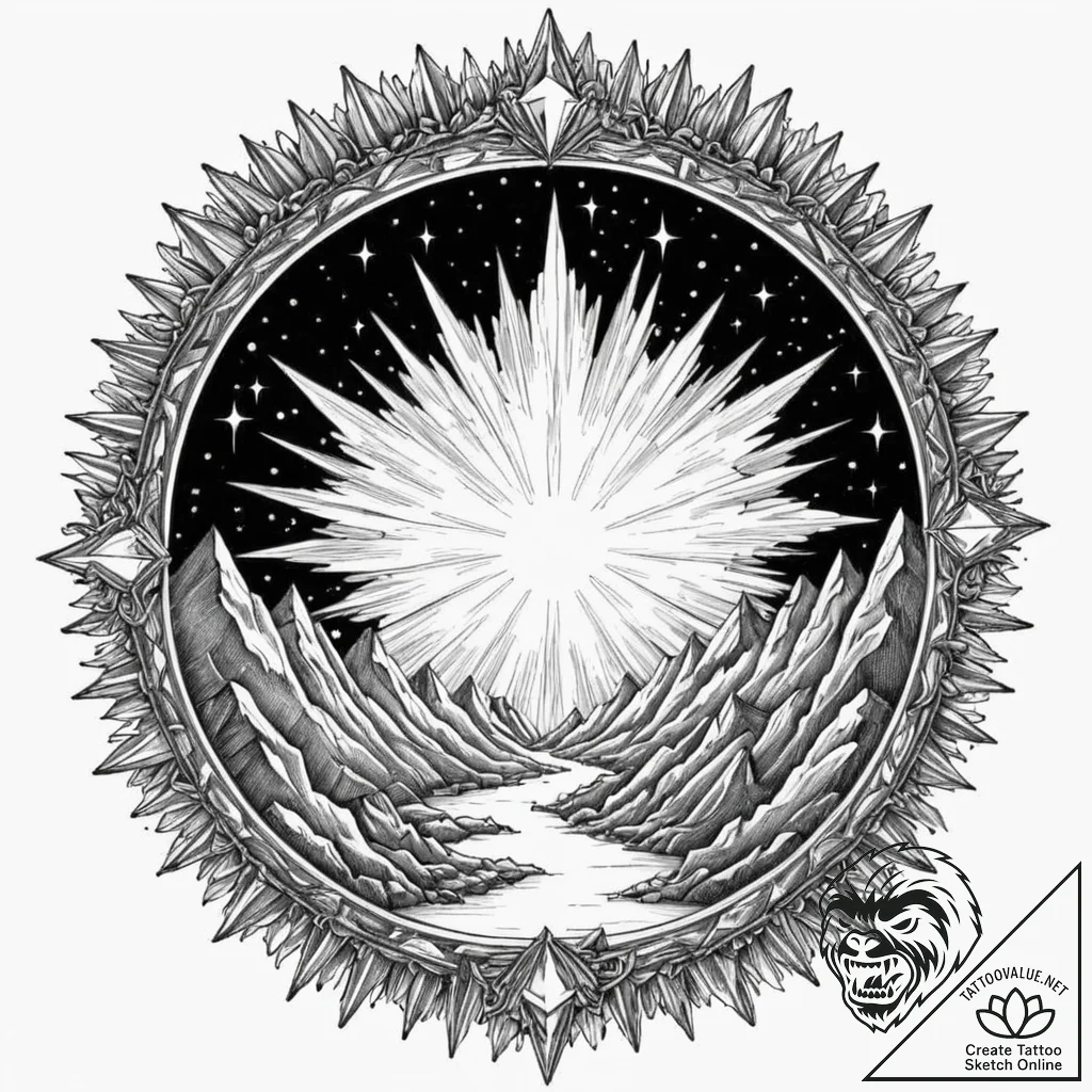 Tattoo sketch, zenith portal, crystal ascent,... - tattoo sketch (№1752349426_0, 12.07.2025 19:43) — tattoovalue.net